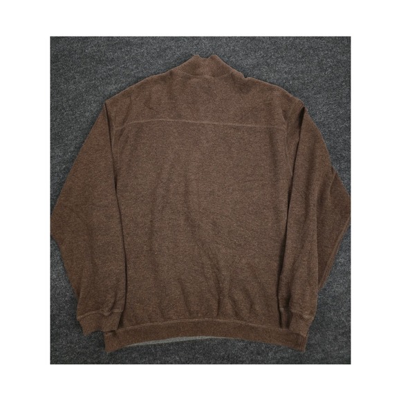Tommy Bahama Mens Quarter Zip Sweater Brown Ribbed Collar Long Sleeve Pullover - Picture 4 of 7